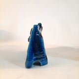 Vintage bull statue, design aldo londi for bitossi, rimini blue series.