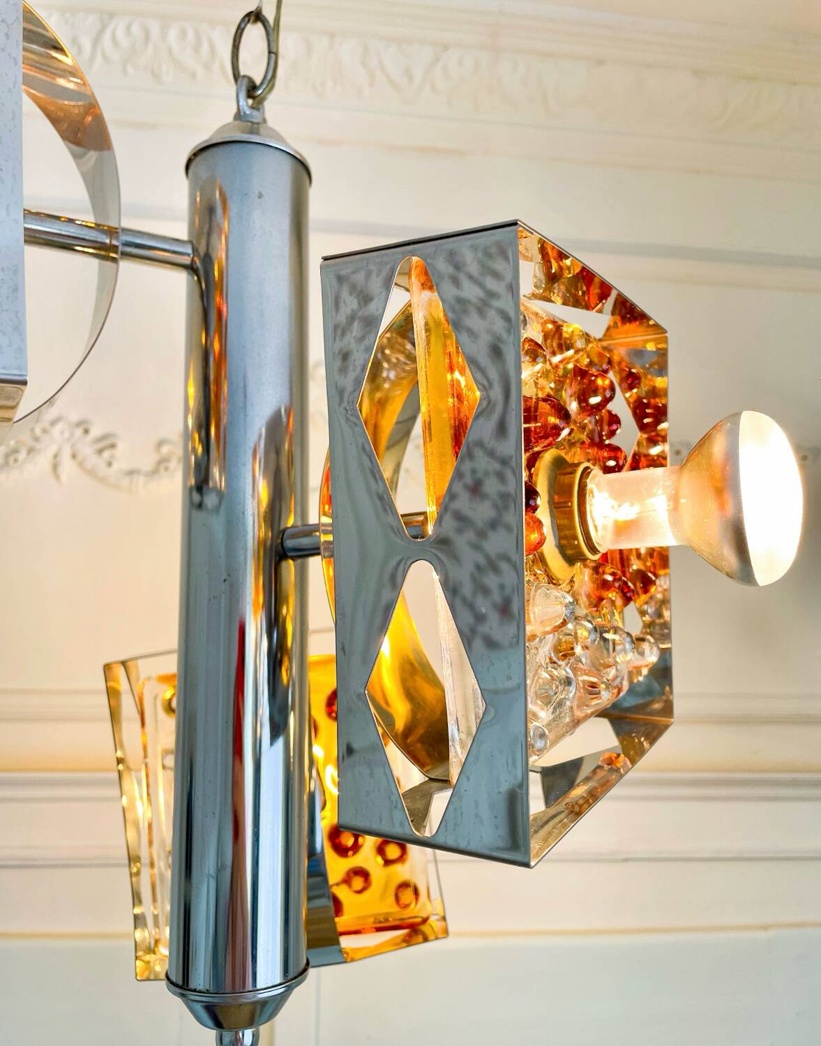 Suspension vintage en verre de Murano par Mazzega – années 70 – verre