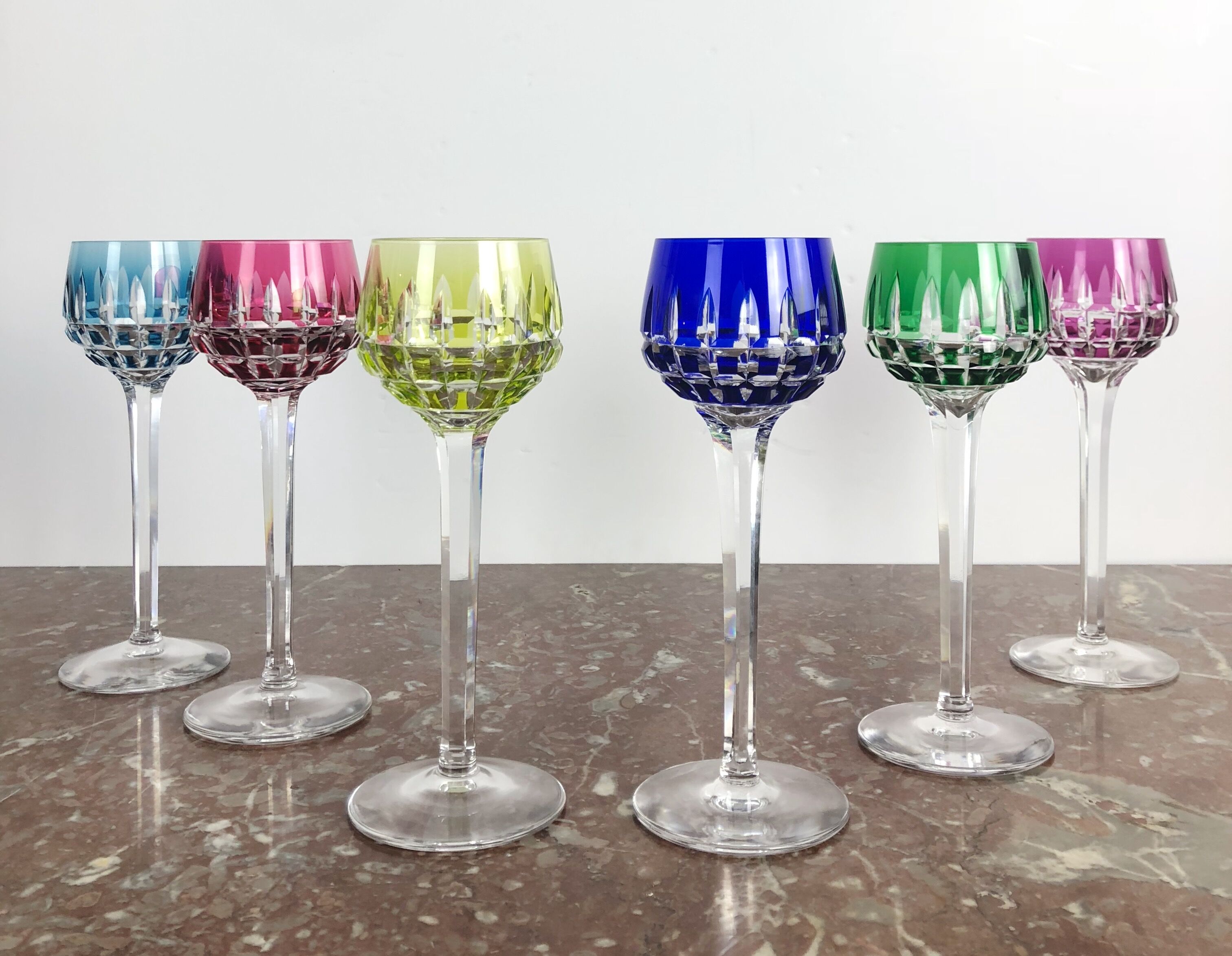 Set of 6 Rhone wine glasses in crystal in Saint Louis