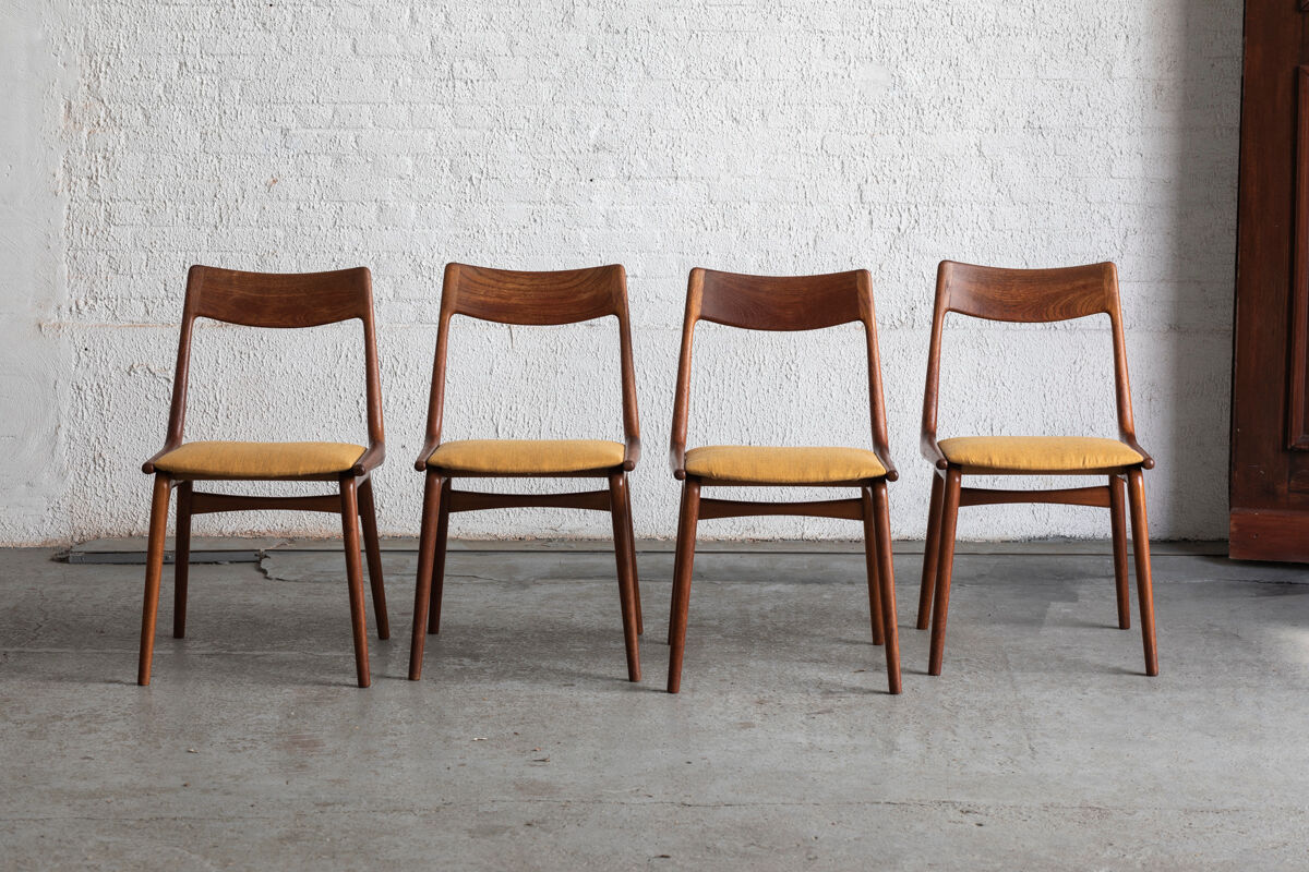 Set of 4 boomerang dining chairs by Alfred Christensen, Denmark 1960