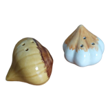 Pepper salt shaker shaped garlic and onion