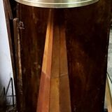 Vintage 80s design floor lamp in leather and brass.