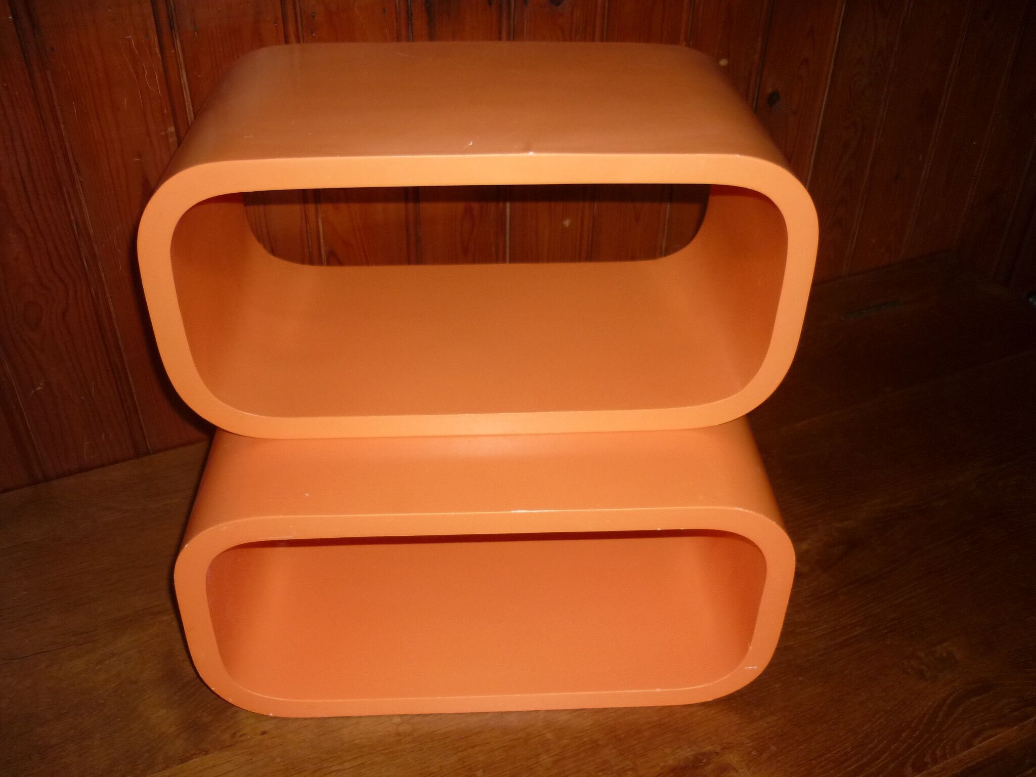 Pair of 2 cubes modular shelves lacquered vintage design