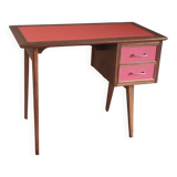 Teak desk with compass legs - 60s/70s