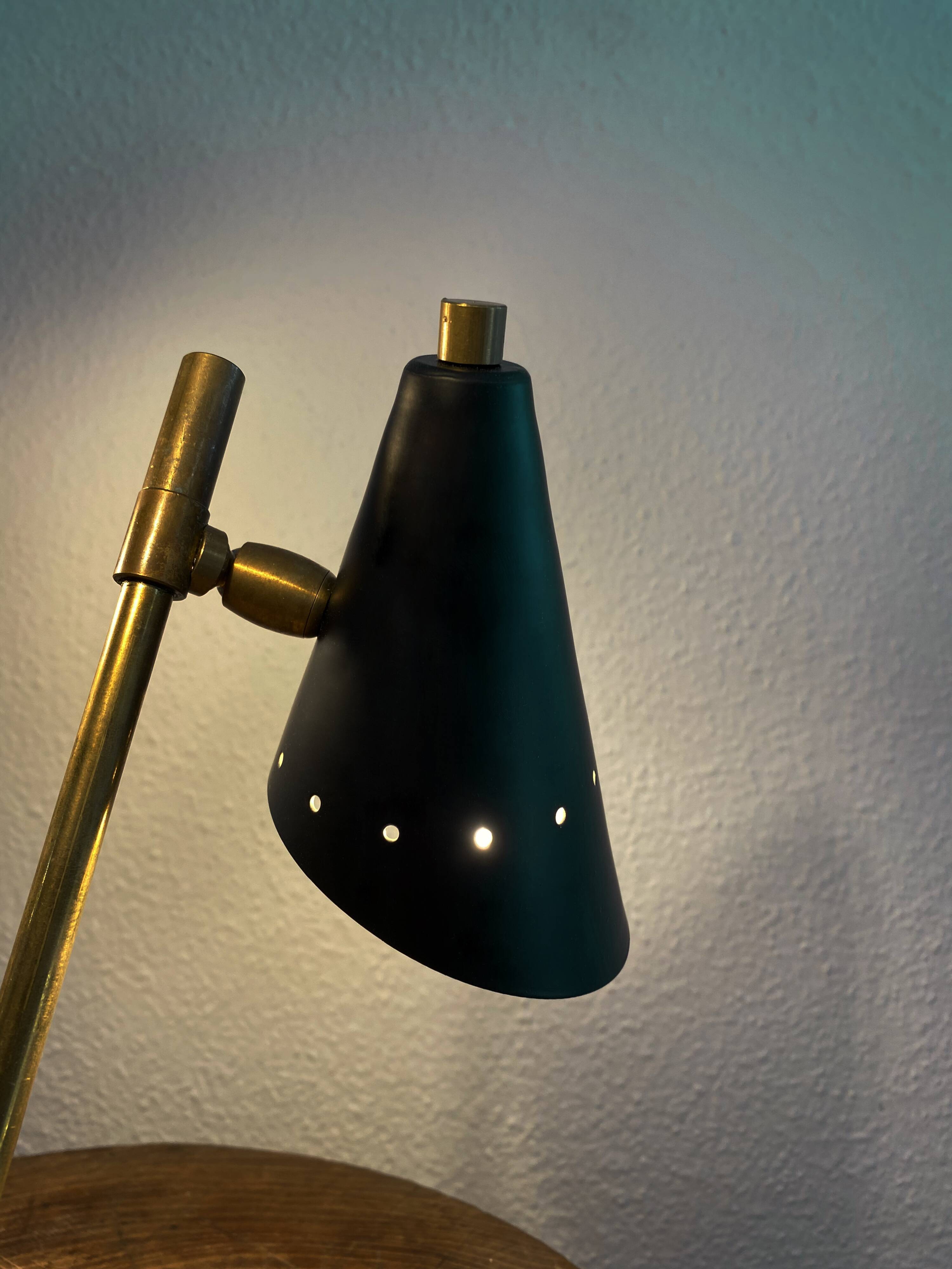 Italian three-headed brass lamp, 50s design