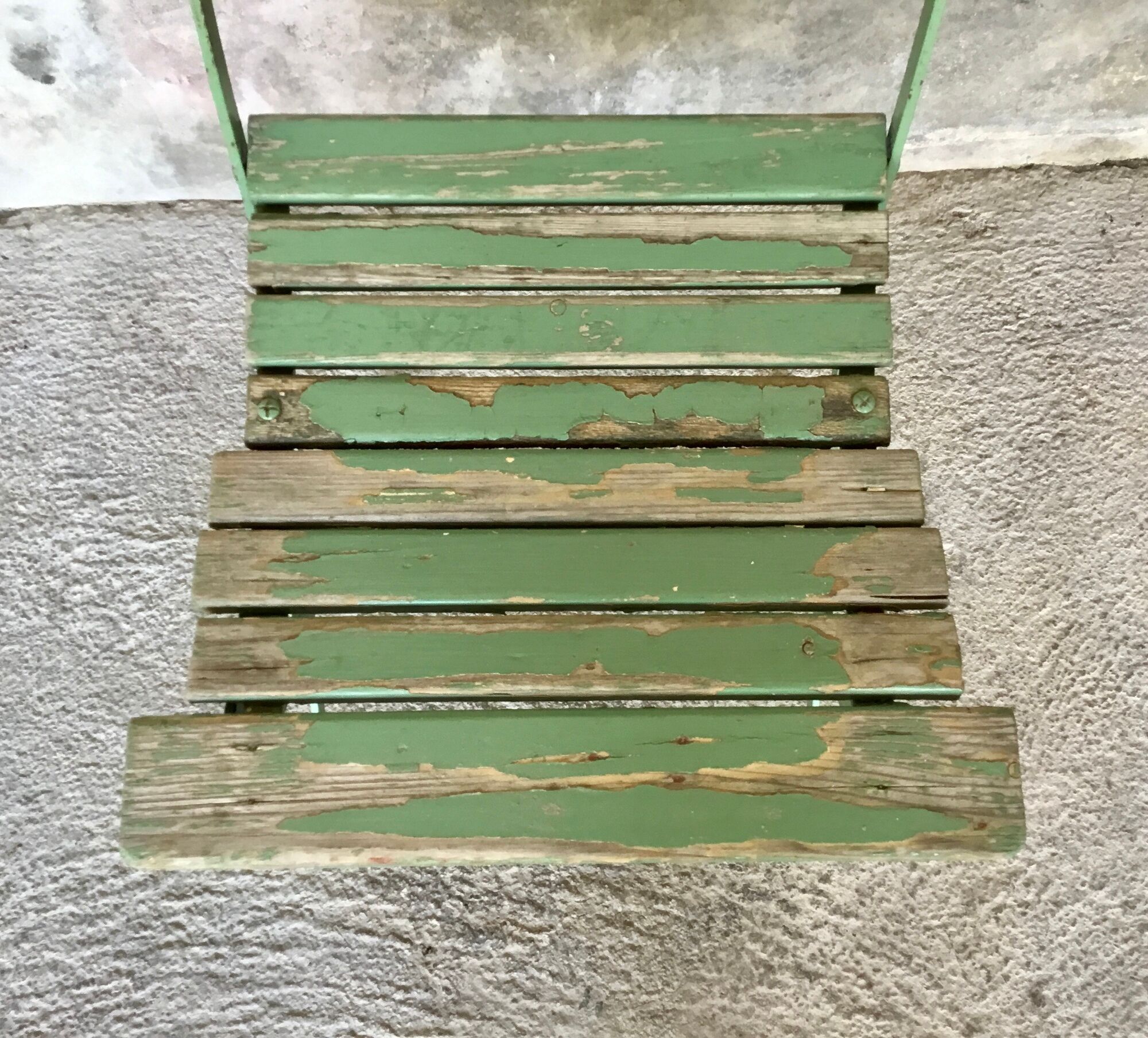 Pair of folding garden chairs with wooden slats - vintage 1950