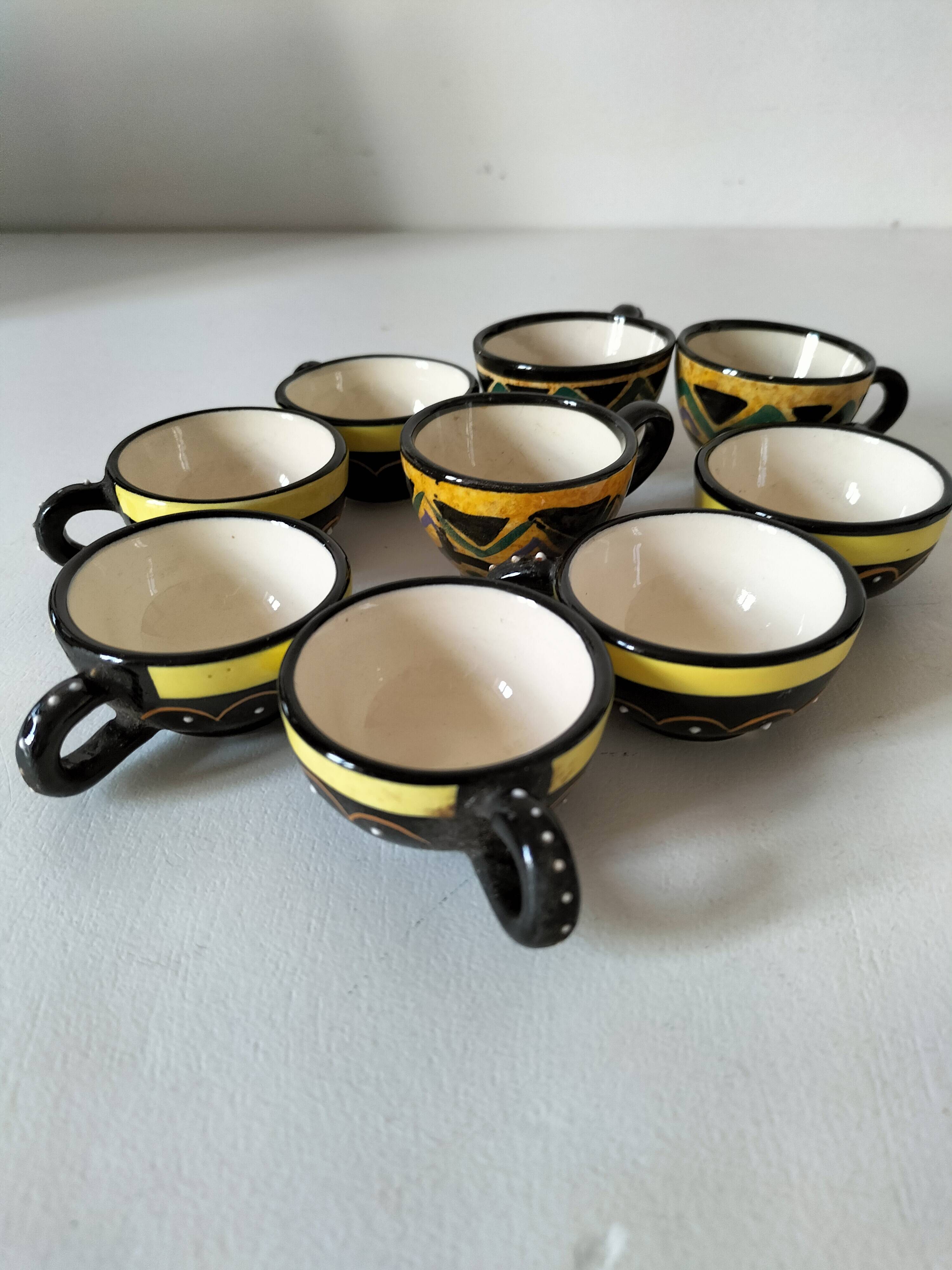 Vintage Breton mini cups – HB & St Jean – 9 pieces