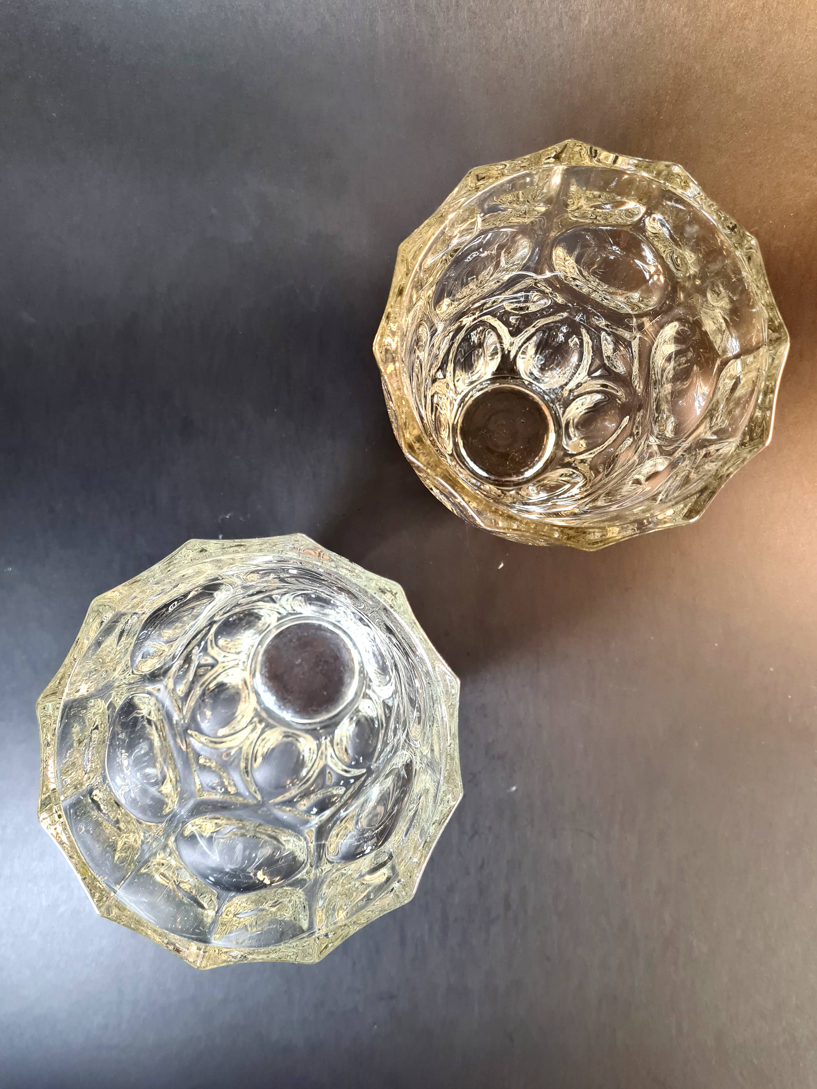 Pair of vintage 70s sculpted glass vases