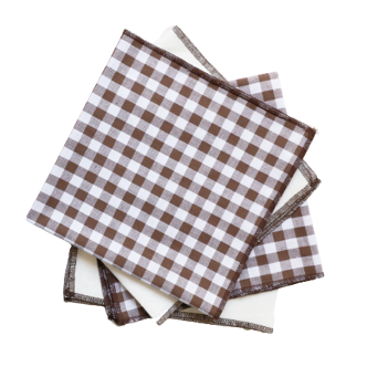 Set of 4 brown & white vichy towels