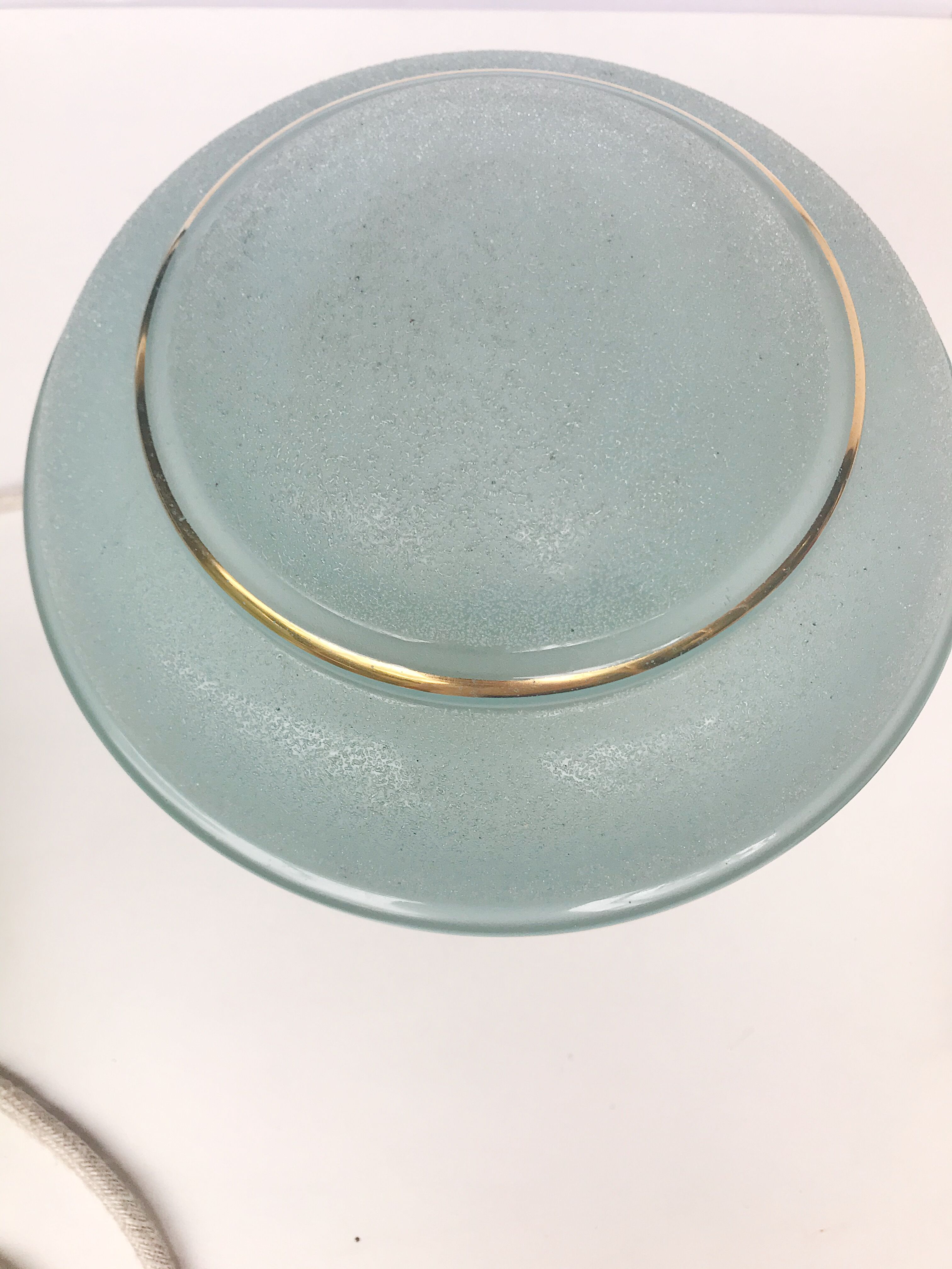 Table lamp in blue granite glass and golden border