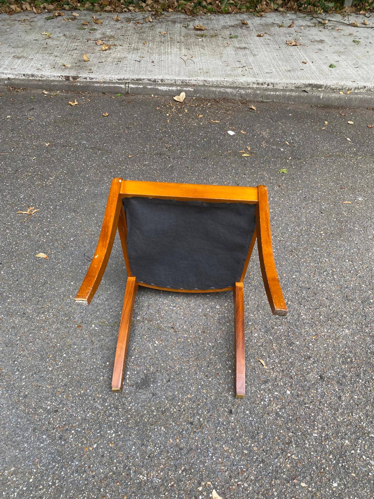 Louis Philippe solid wood and blue fabric office chair