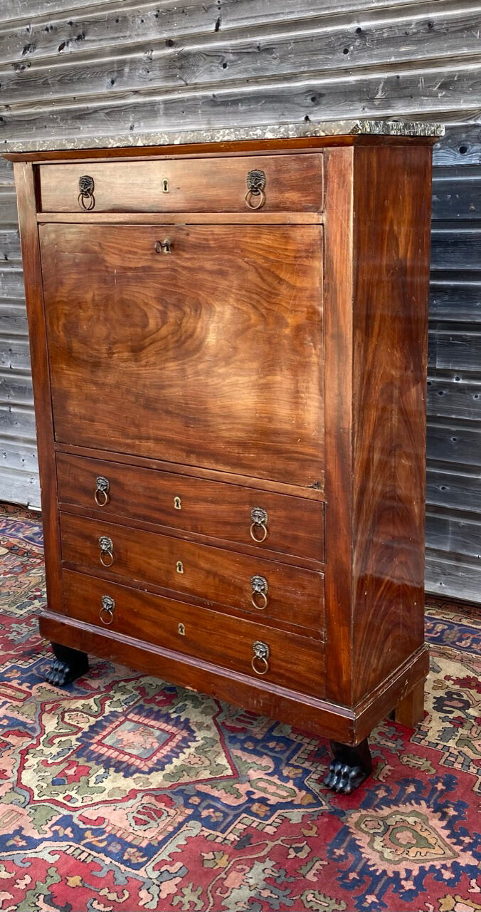 Secretary to abattant in mahogany period consulate xix eme century