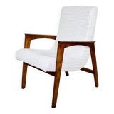 Vintage loft armchair herringbone natural fabric model from the 70s