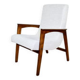 Fauteuil vintage en tissu à chevrons naturel des années 70