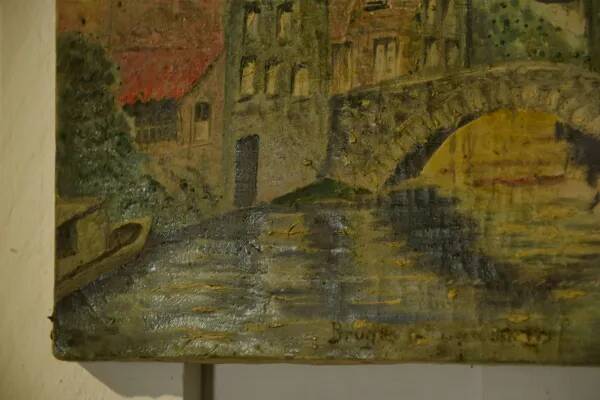 Oil painting popular art Bruges 20th century 1960