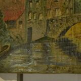 Oil painting popular art Bruges 20th century 1960