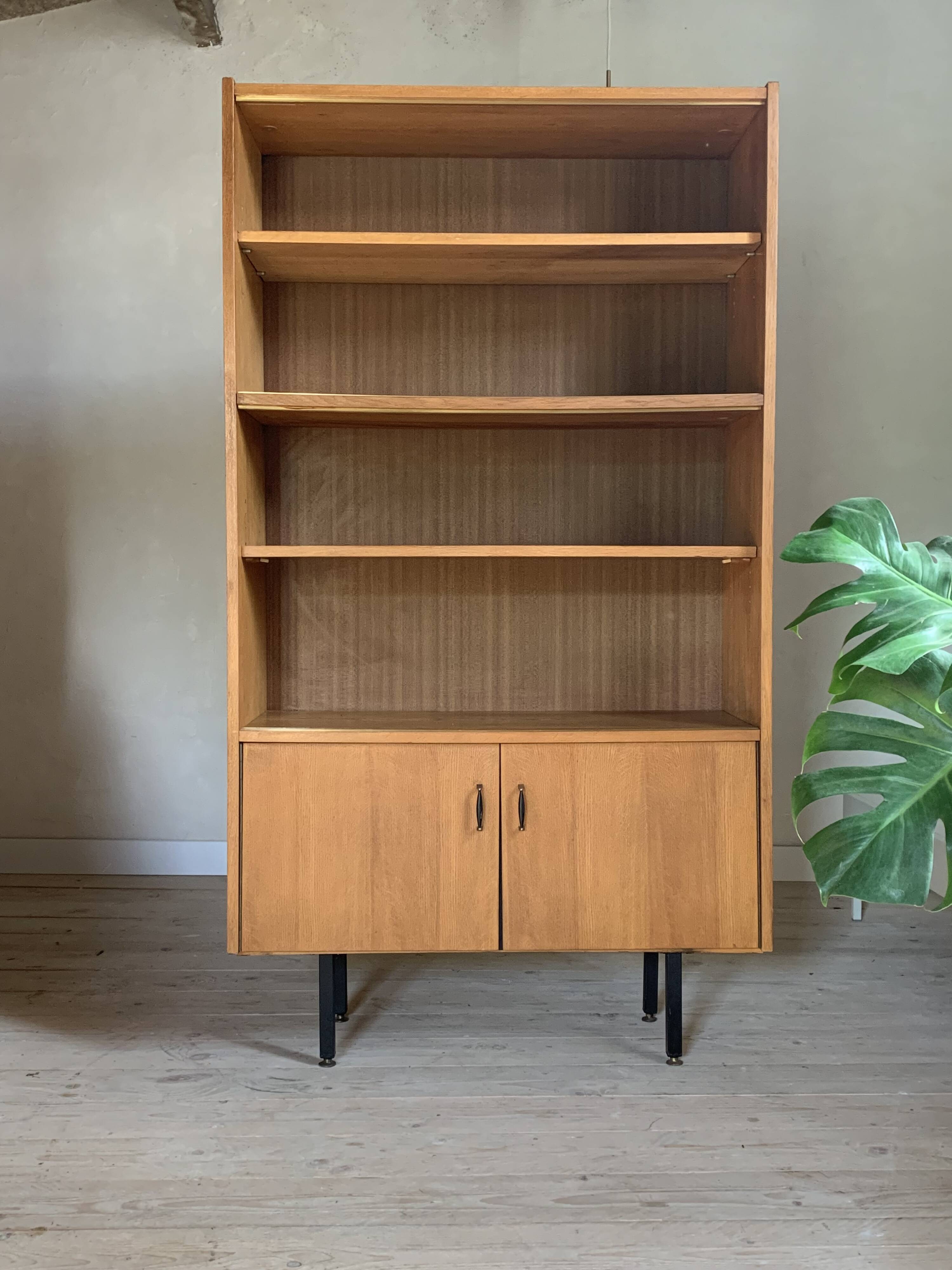 Vintage modernist oak display bookcase