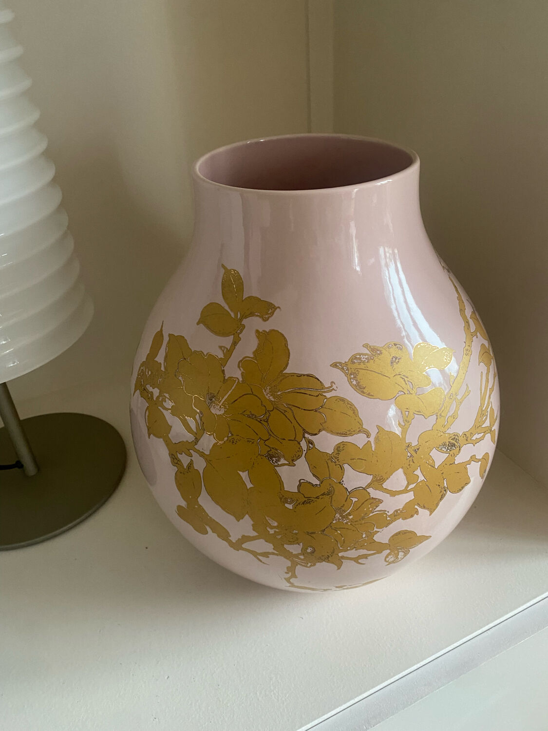Vase en céramique XXL Jonsberg rose et doré Hella Jongerius Ikea