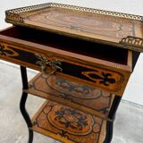 Napoleon III side table in marquetry and gilding
