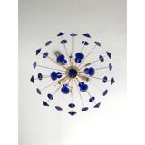 Blue “coni” murano glass sputnik oval chandelier