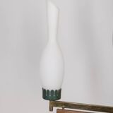 Vintage 50's chandelier in brass, green metal and glass italian design