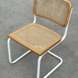 Cesca chair b32 model in white and wood by Marcel Breuer