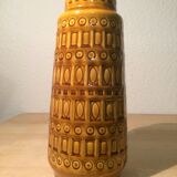 Yellow ceramic vase geometric patterns, West Germany