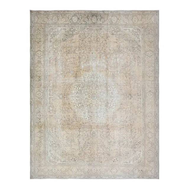 1970s Vintage Persian Handmade Wool Cotton Orange Area Rug 282x377