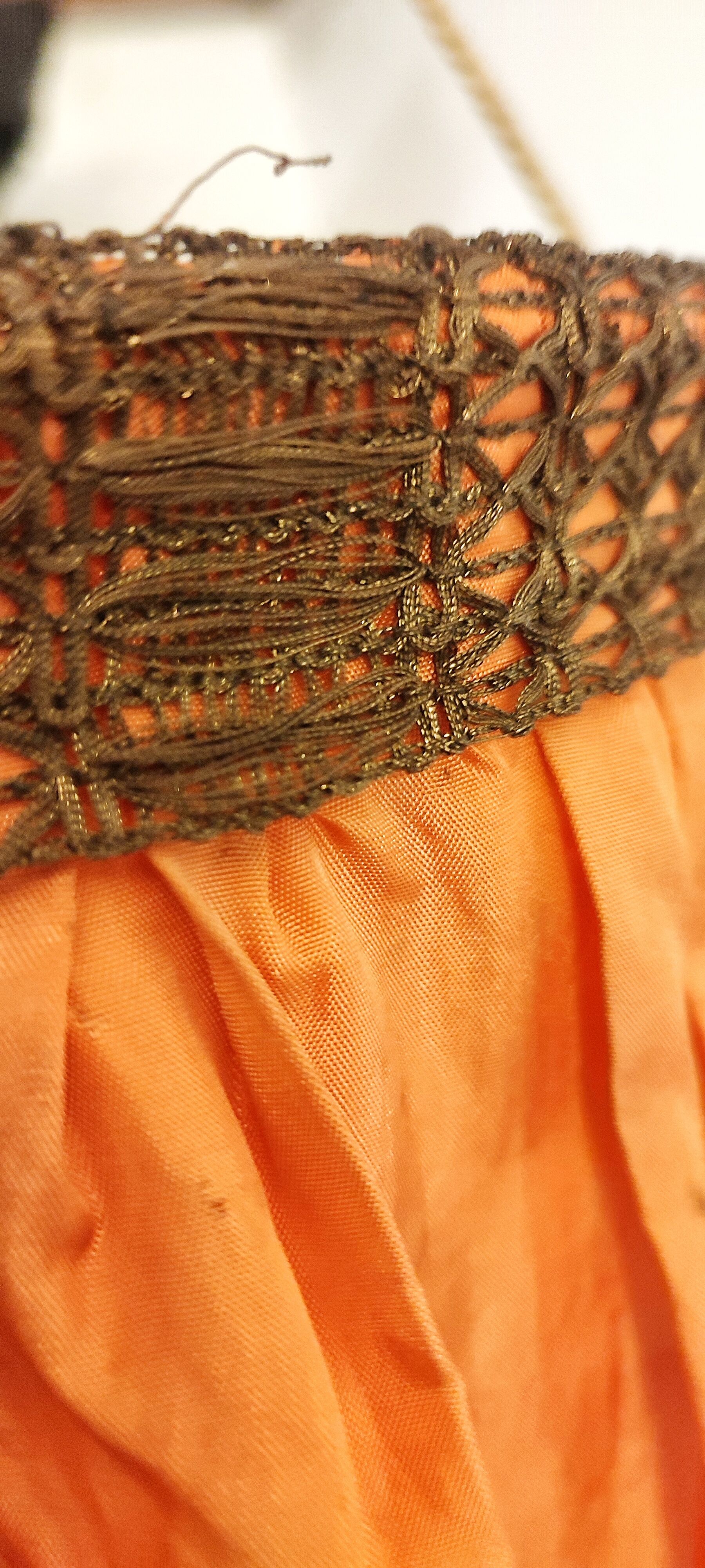 Ceiling lamp made of satin fabric and crystals, Spain, 1940