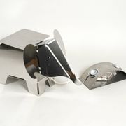 80s heavy metal chrome elephant floor lamp as side table Postmodern design