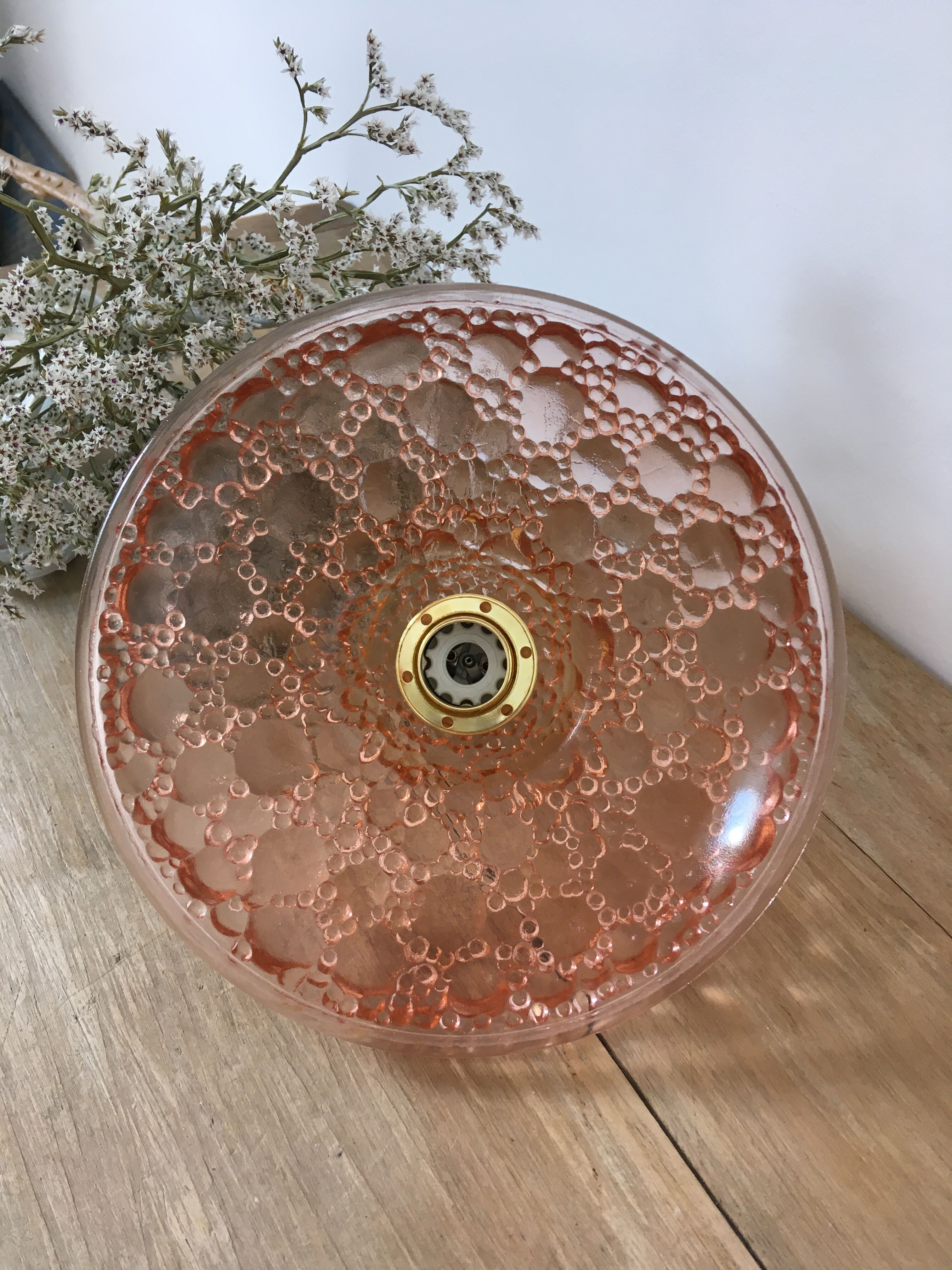 Bubble pink glass walking lamp