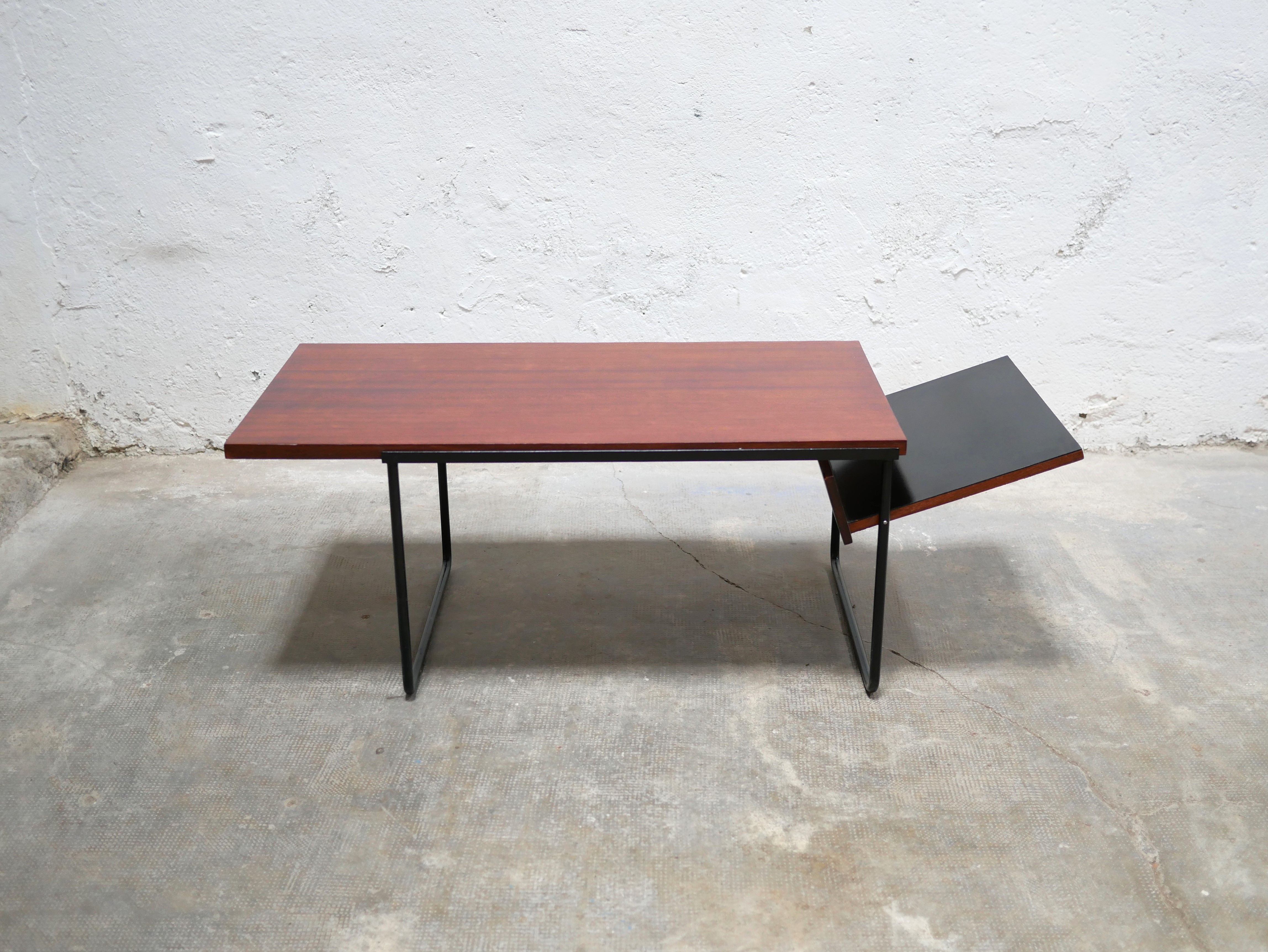 Modernist coffee table in wood and metal