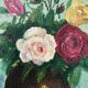Small old still life painting of a bouquet of roses