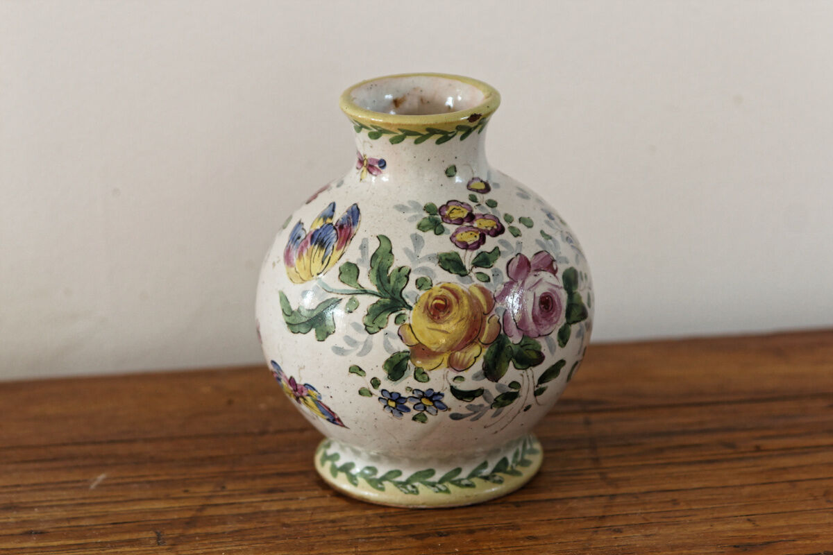 Earthenware ball vase, signed Veuve Perrin