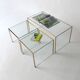 3 nesting coffee tables in glass and gilded metal, 1950-1970