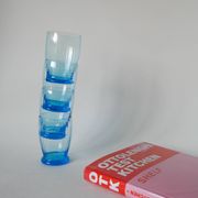 set of 4 art deco turquoise water glasses 1930