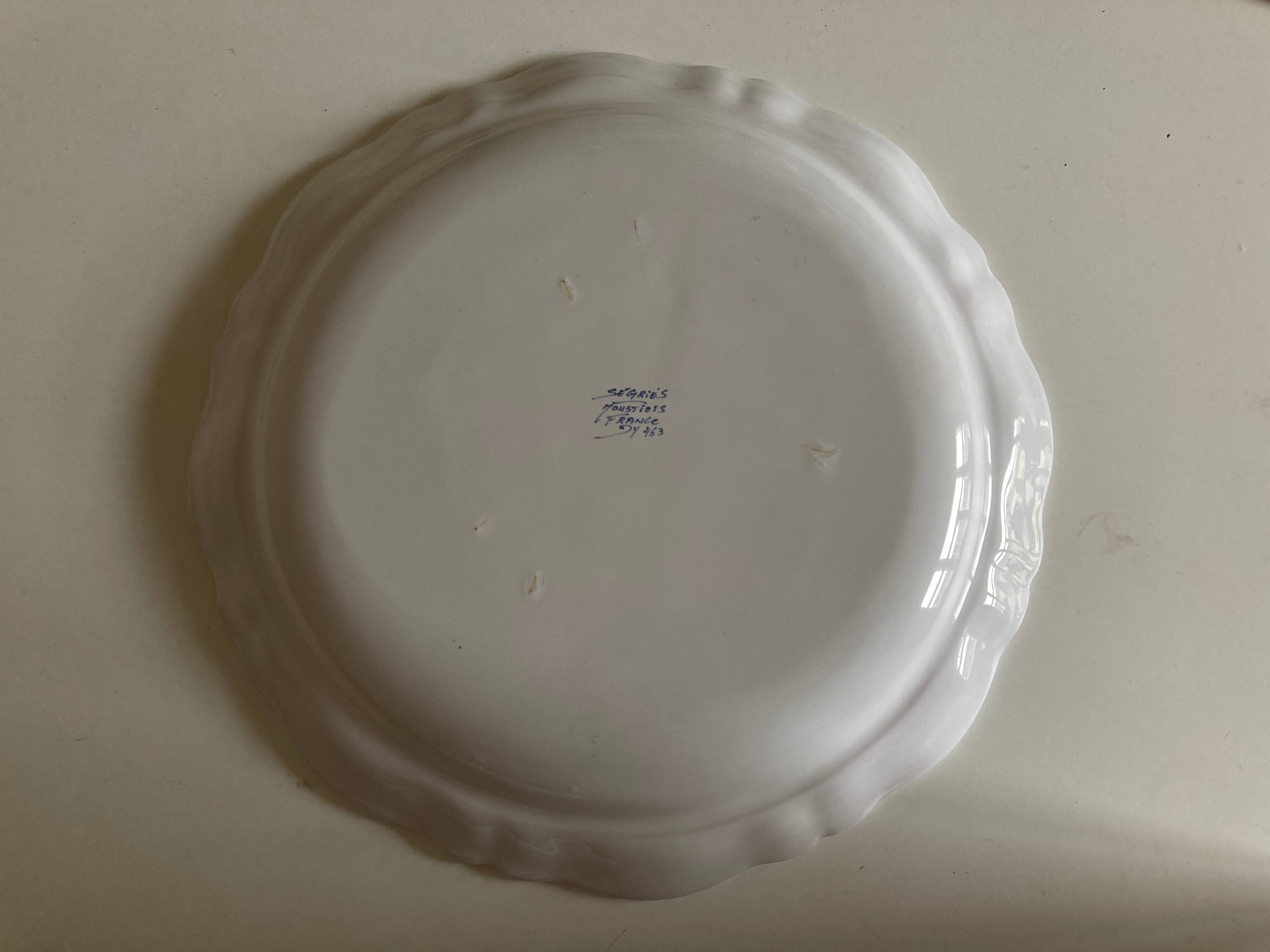 Moustiers white monastery centerpiece dish with numbered gadroons