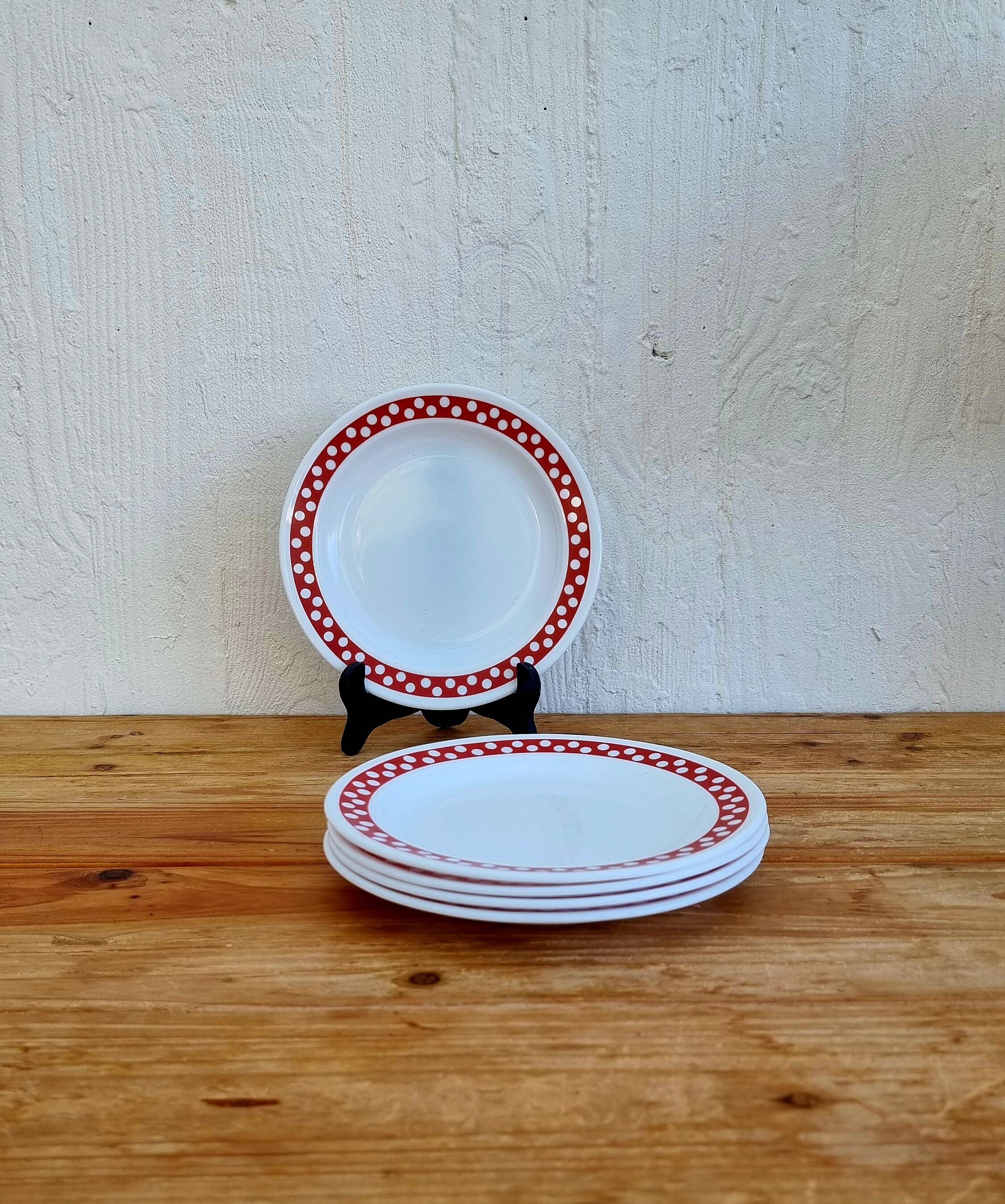 Lot de 5 assiettes à desserts Arcopal modèle Polka