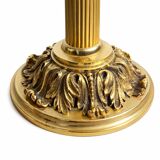 Empire style table lamp with lion heads – gilded bronze and pleated shade