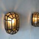 Pair of black iron wall sconces with structured glass by Limburg, 1960s, Germany.