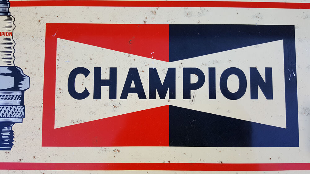 Plaque émaillée Champion, vintage, bougies champion, thermomètre et porte carte, années 20