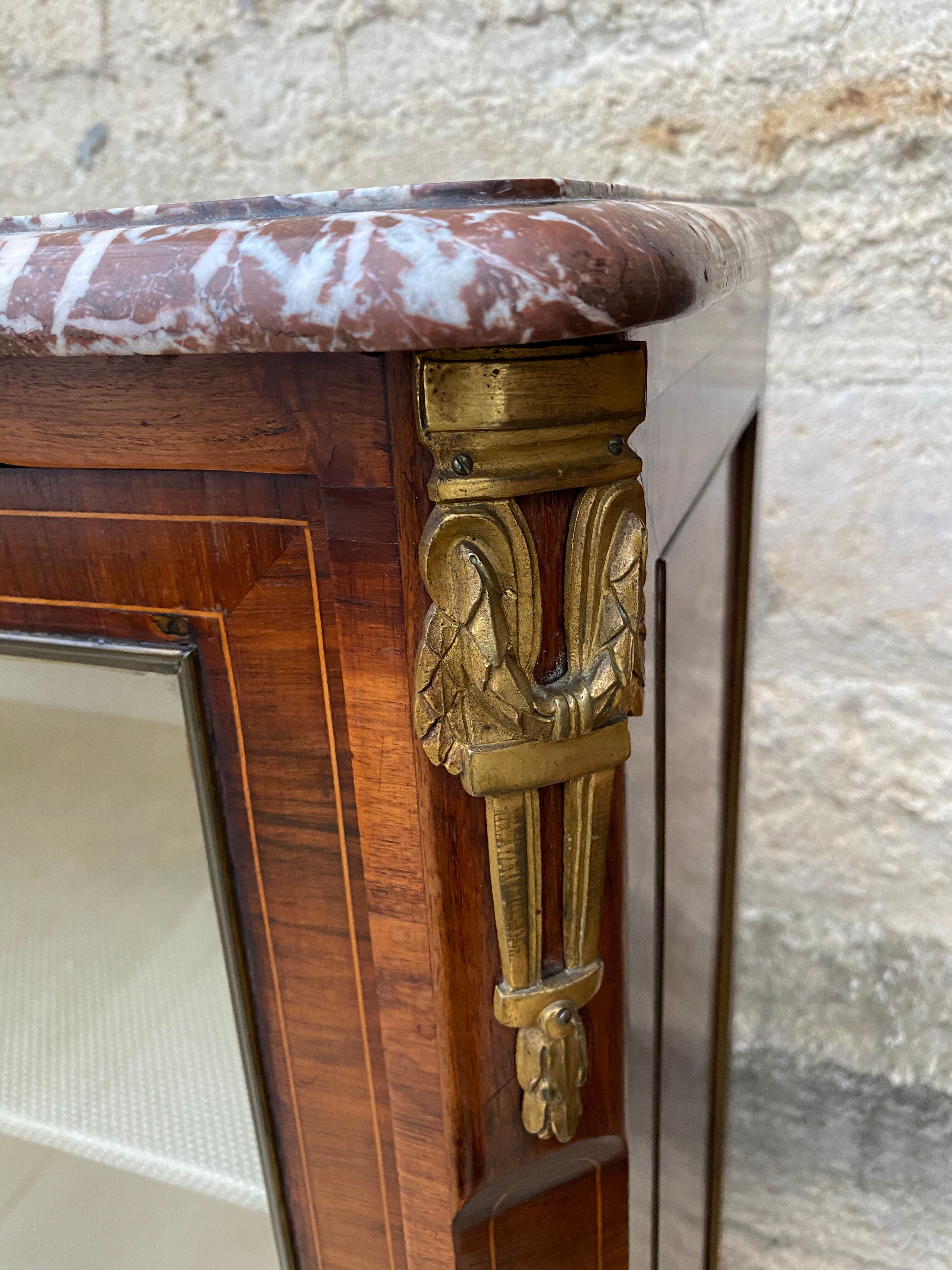 Showcase marquetry 1900 marble