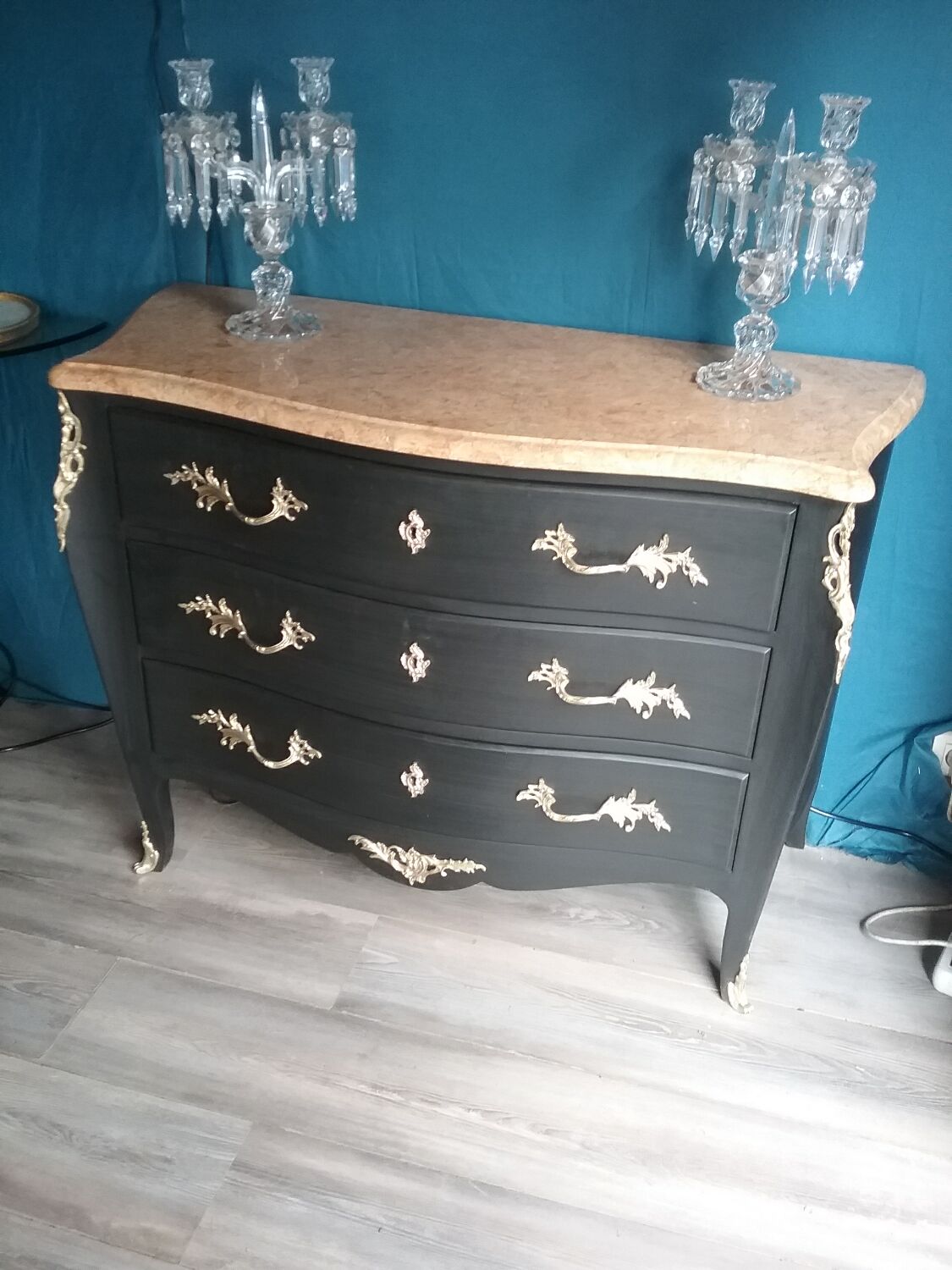 Chest of drawers Louis XV style black