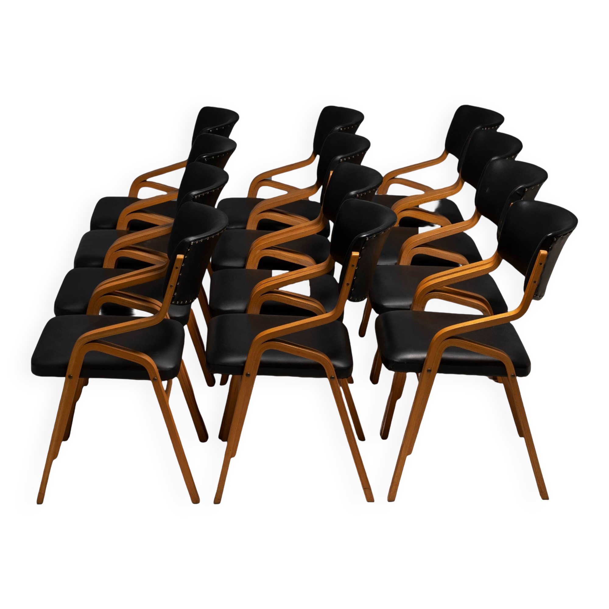 Set of 12 chairs, Ludvík Volák, 1960s–1970s, Czechoslovakia