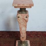 Colonne haute en marbre rose et bronze style Louis XVI