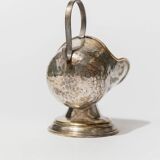 Argent Silver-Plated, Hand-Carved Footed Sugar Box with Dosing Spoon - Italian 1920s Retro Table Decor