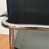 Vintage MG5 armchair in black leather and chrome metal by Matteo Grassi