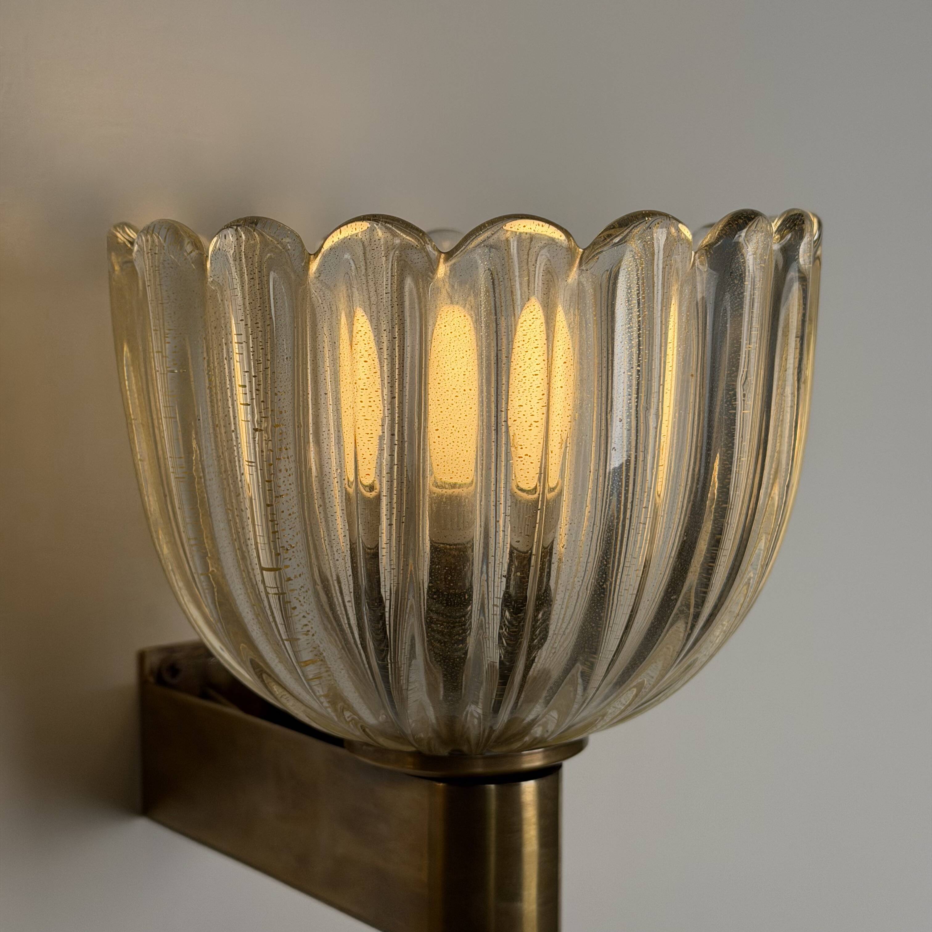 Pair of Murano glass wall sconces by E. Barovier, Italy 1940