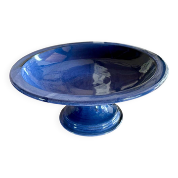 Vintage blue fruit bowl 1980s enamelled stoneware