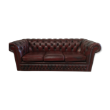 Burgundy leather chesterfield sofa
